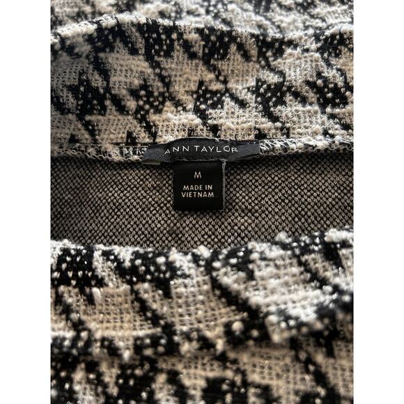 Ann Taylor Women’s Black White Houndstooth Pullover Top 3/4 Sleeve Mock Neck M - Picture 10 of 11